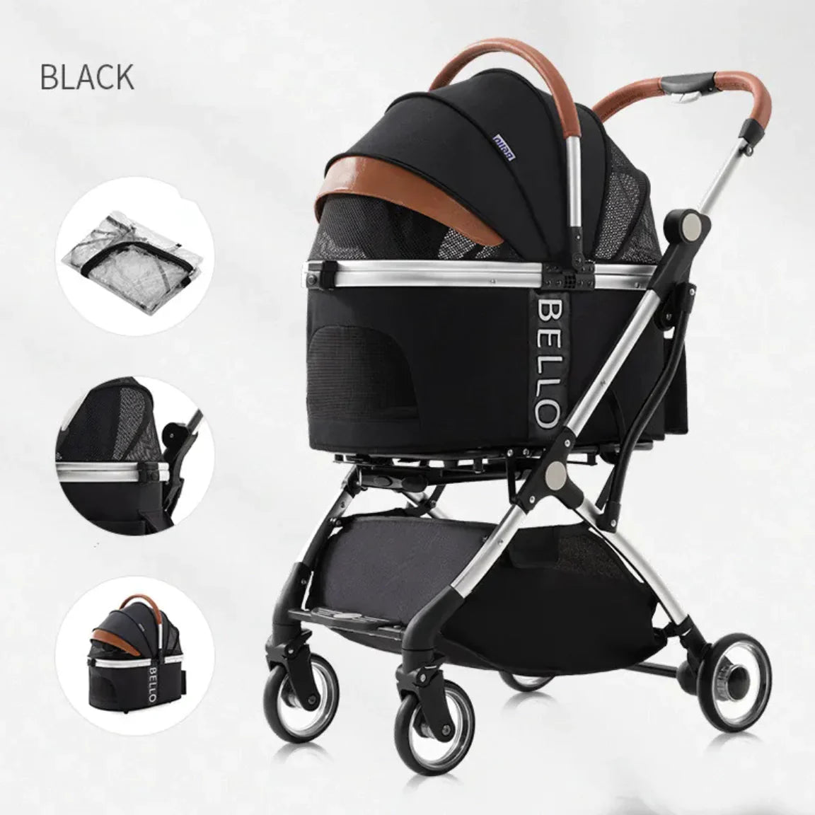 Foldable Four-Wheel Pet Stroller | Portable Dog & Cat Stroller for Camping & Travel