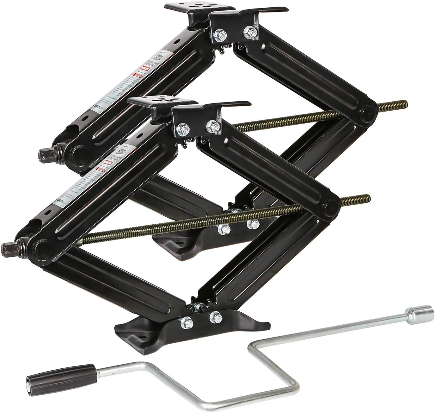 1 Set of Camper RV Stabilizer Leveling Scissor Jacks with Handle - 24", 2.5 Tons