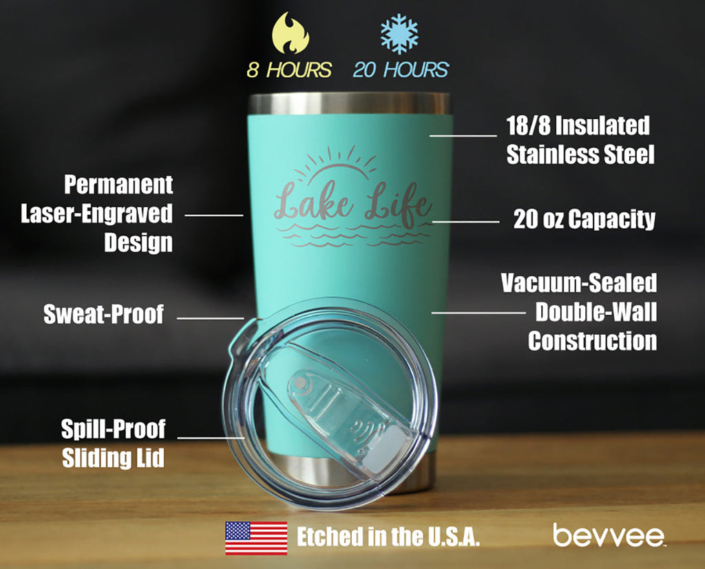 Lake Life - Insulated Coffee Tumbler Cup with Sliding Lid