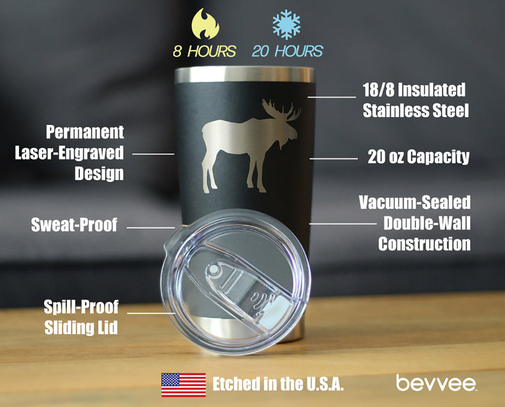 Moose Silhouette - Insulated Coffee Tumbler Cup with Sliding Lid