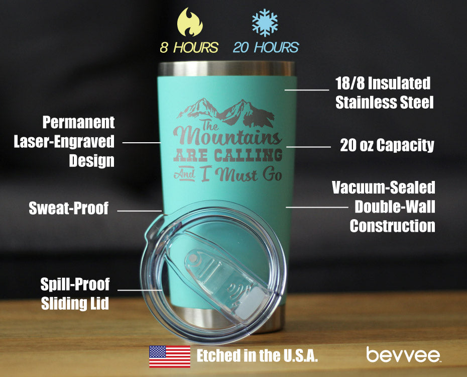 Mountains Are Calling - Insulated Coffee Tumbler Cup with Sliding Lid