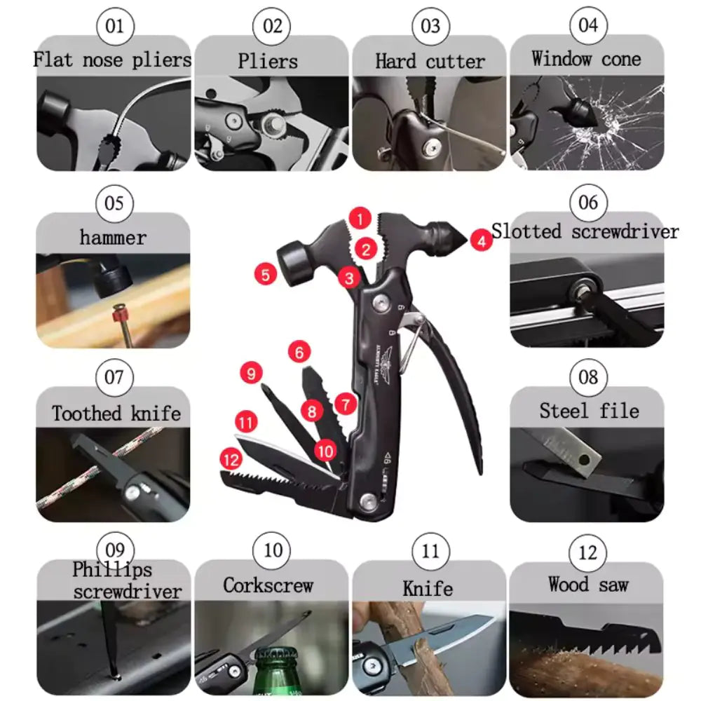Multi-Tool Hammer Hatchet with Knife, Saw & Mini Claw