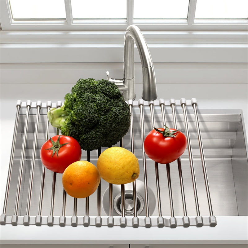 18L Foldable Silicone Drainer Rack | Kitchen Sink Drain Shelf for RV & Camping