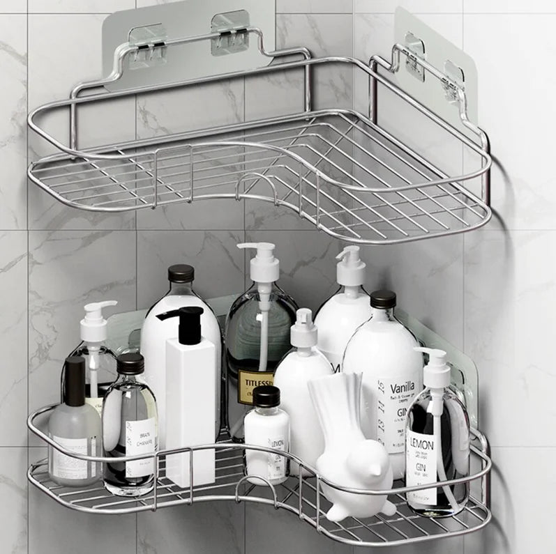 Corner Shower Caddy Shelf | No-Drill Triangular Bathroom Storage Rack