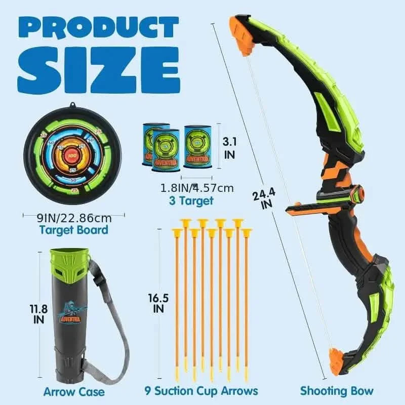 Light-Up Archery Play Kit with Suction Cup Arrows (Blue/Green)