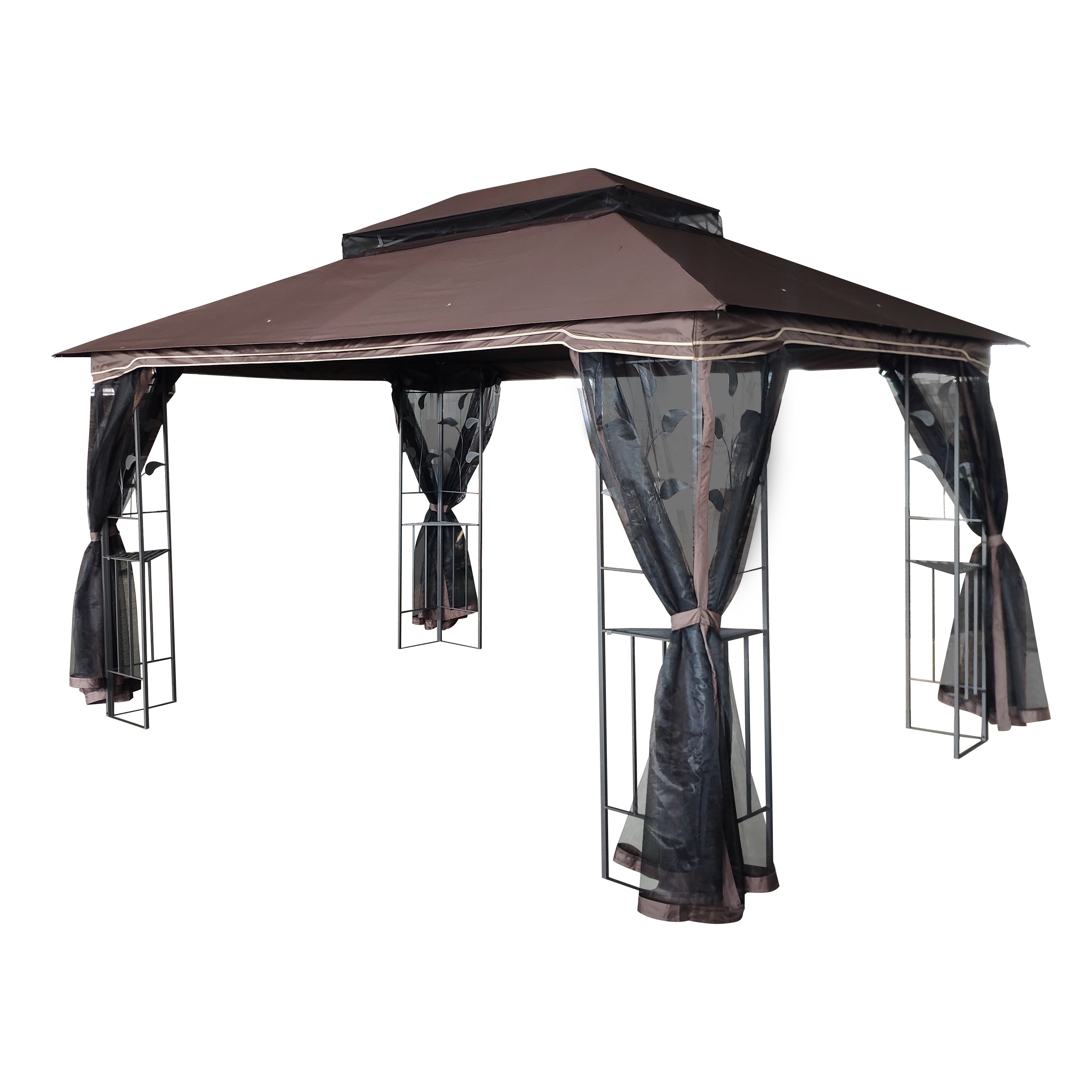13 x 10 ft Gazebo with Ventilated Double Roof and Mosquito Net