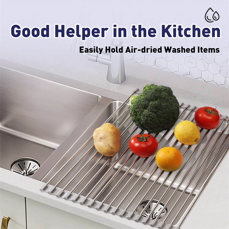 18L Foldable Silicone Drainer Rack | Kitchen Sink Drain Shelf for RV & Camping