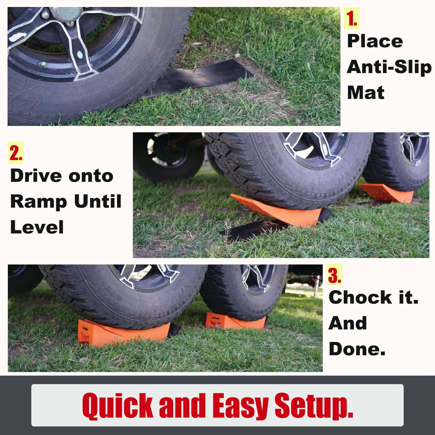 SECURITYMAN Camper Levelers 2-Pack Kit - Premium Anti Slip and Easy to Use RV