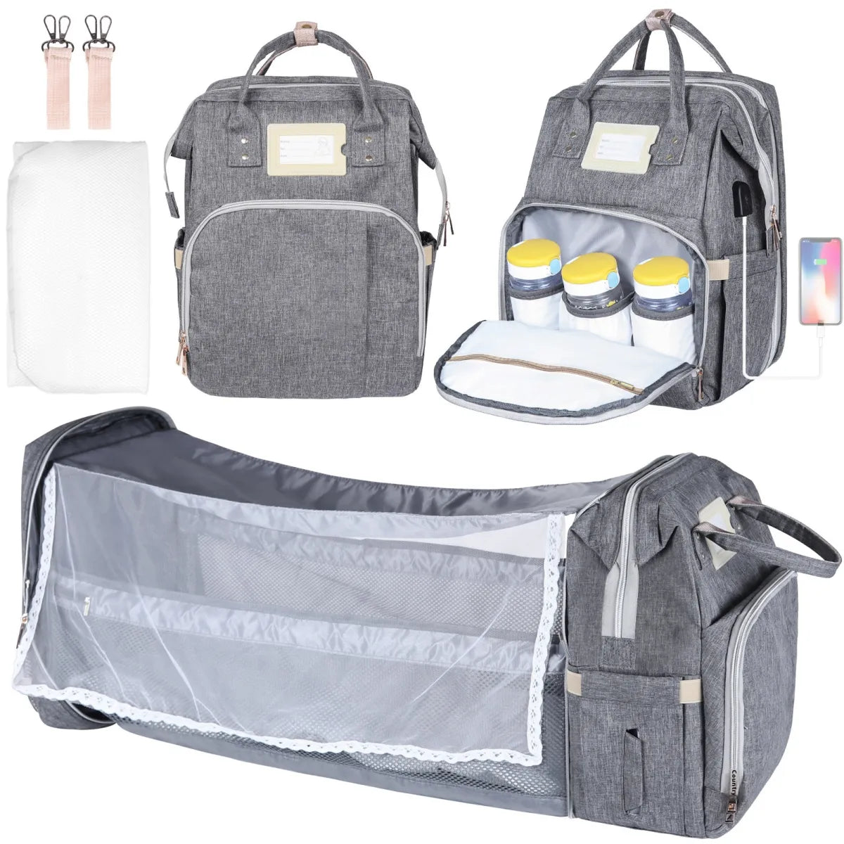 Large Multifunctional Mummy Backpack | Diaper Bag for Camping & Family Travel
