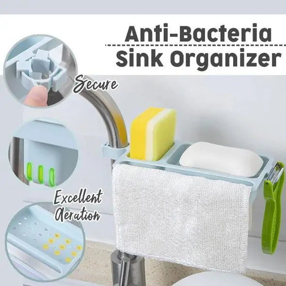 Anti-Bacterial Sink Organizer – Kitchen & Bathroom Sponge & Brush Holder