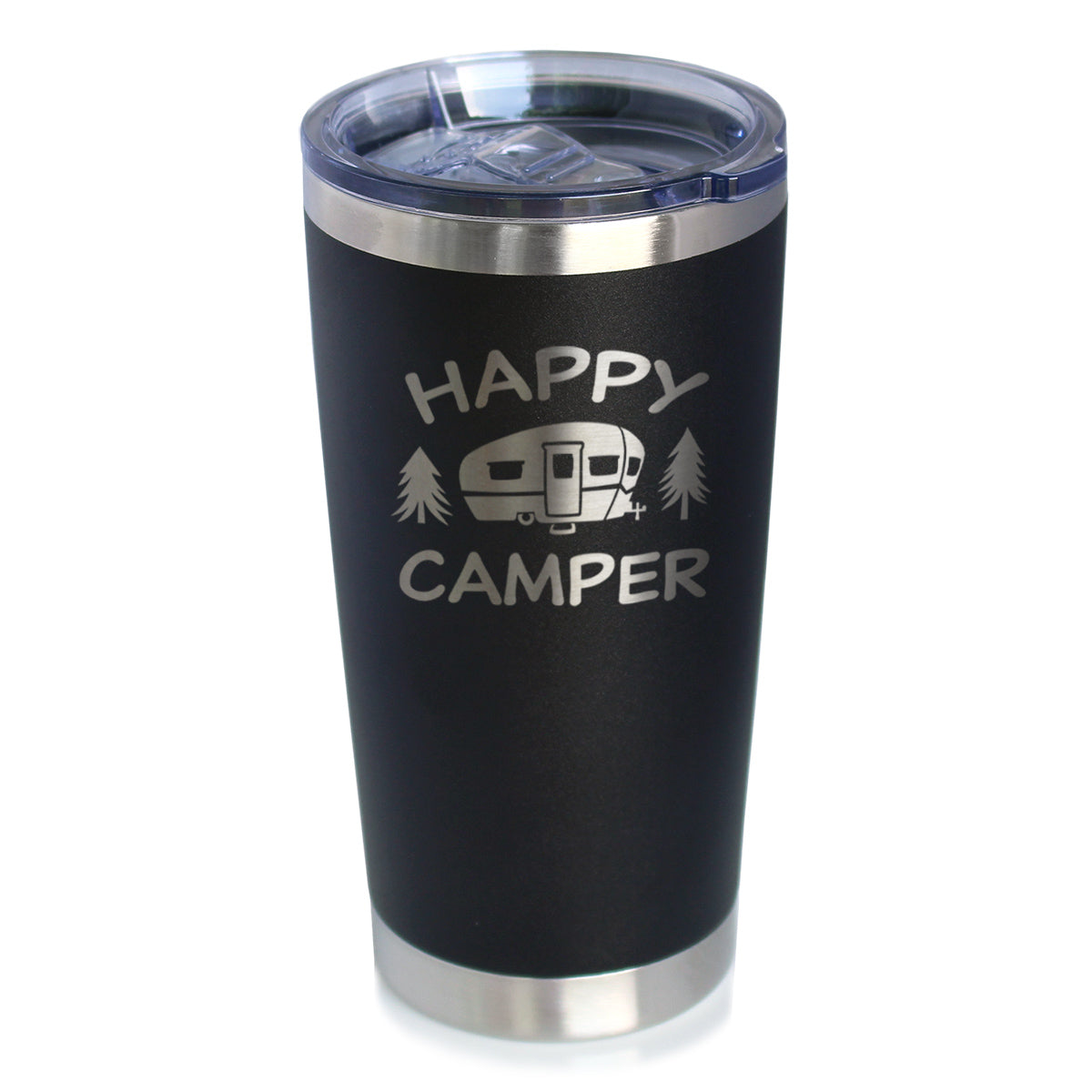 Happy Camper Stainless Steel Insulated Coffee Tumbler Cup with Sliding Lid