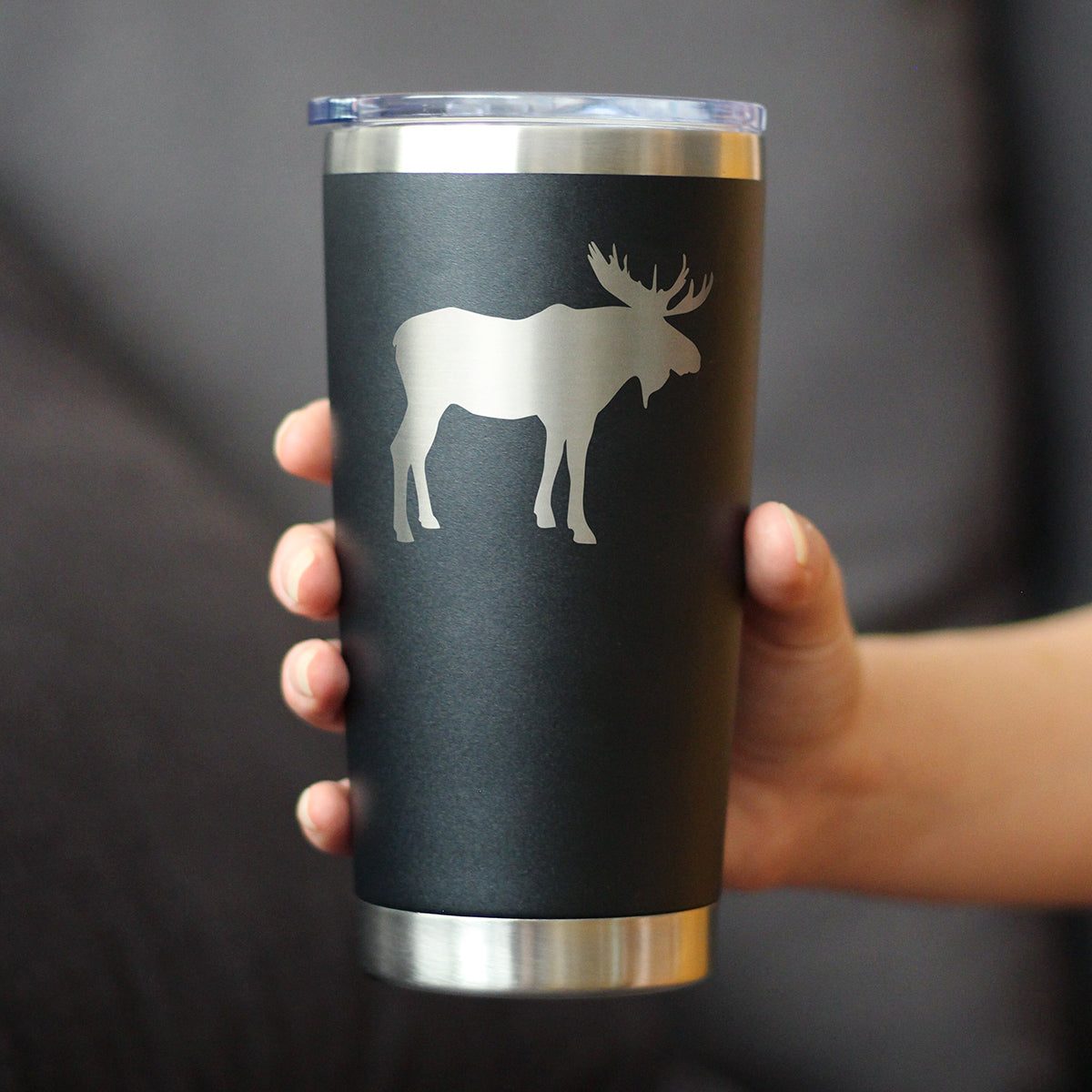 Moose Silhouette - Insulated Coffee Tumbler Cup with Sliding Lid