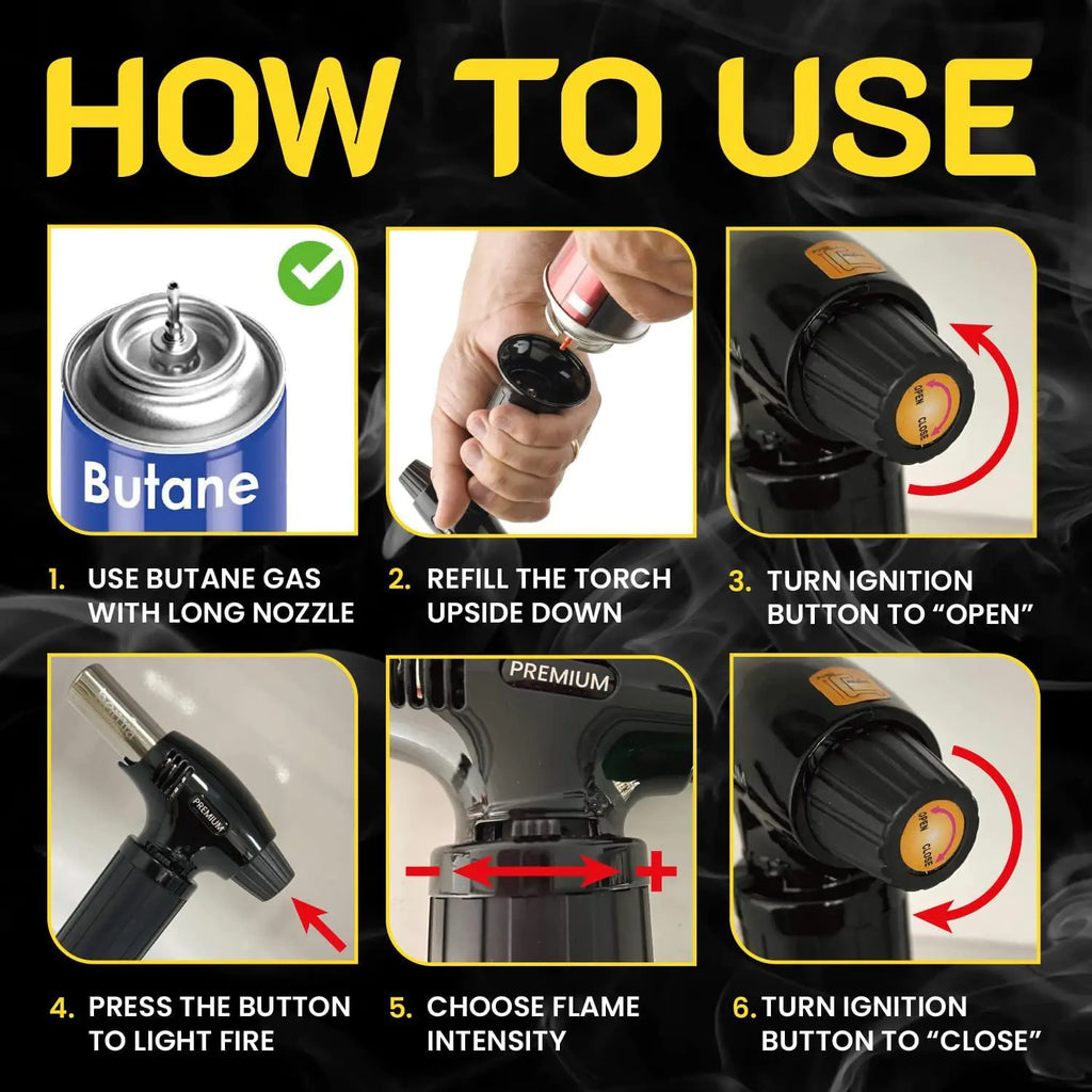 Butane Torch with Adjustable Flame | Smoking Gun Torch with Wood Chips