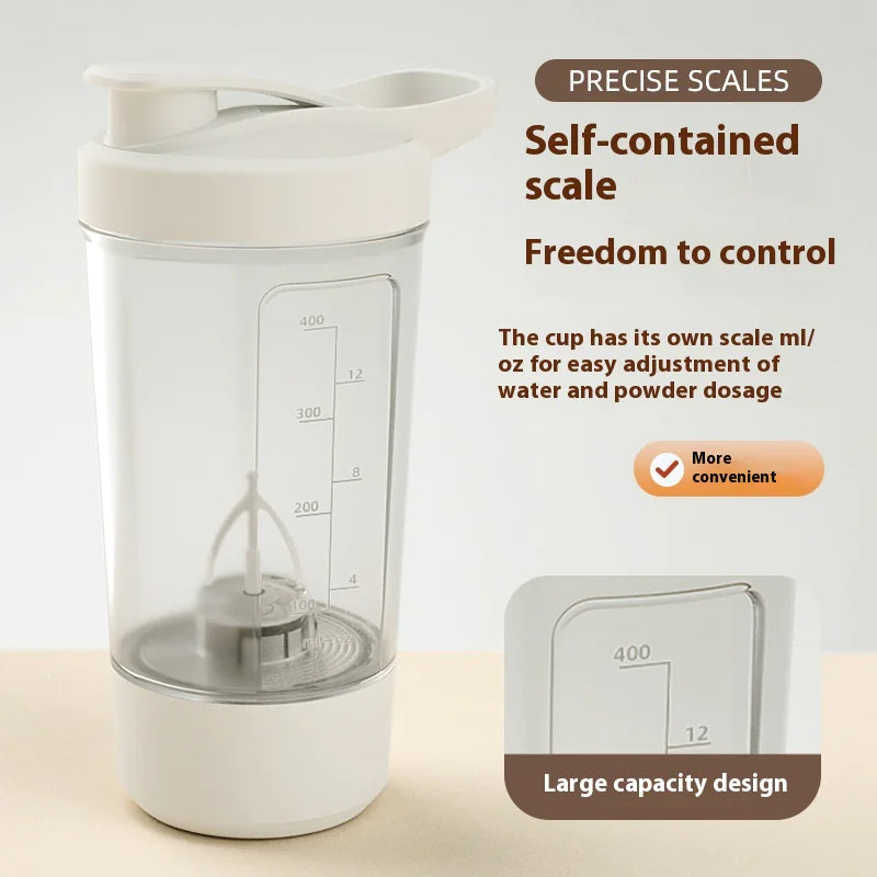 Electric Protein Shaker Bottle 400ML – USB Rechargeable Blender Cup
