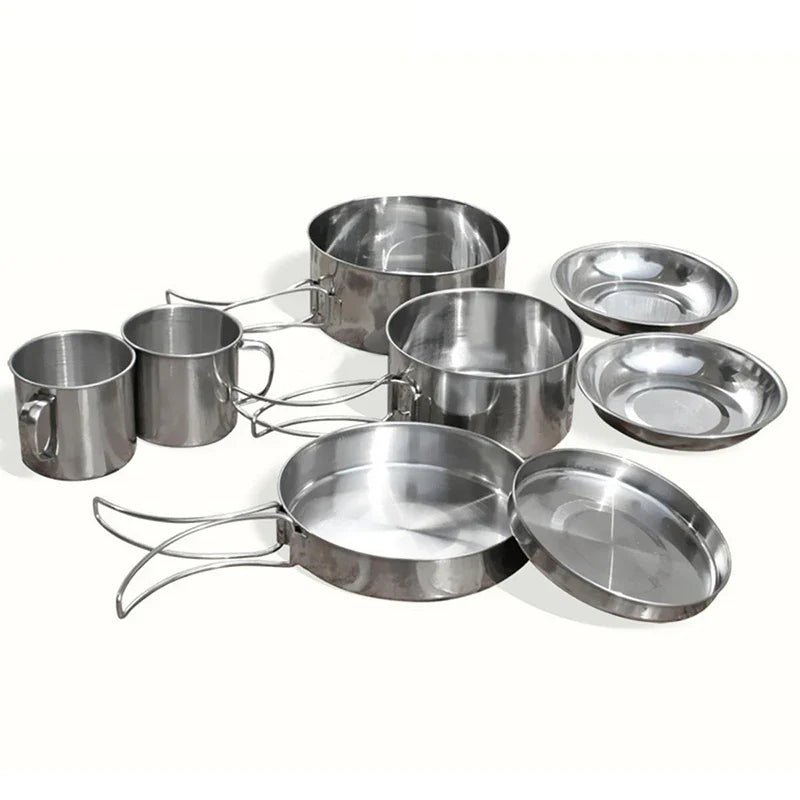 8Pcs Stainless Steel Outdoor Camping Kit