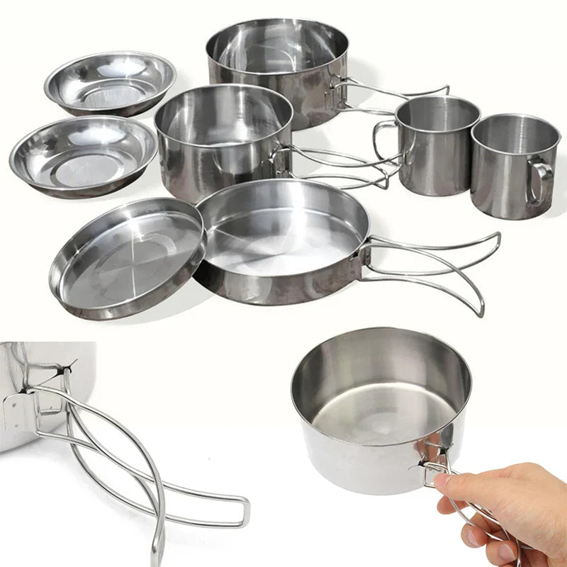 8Pcs Stainless Steel Outdoor Camping Kit