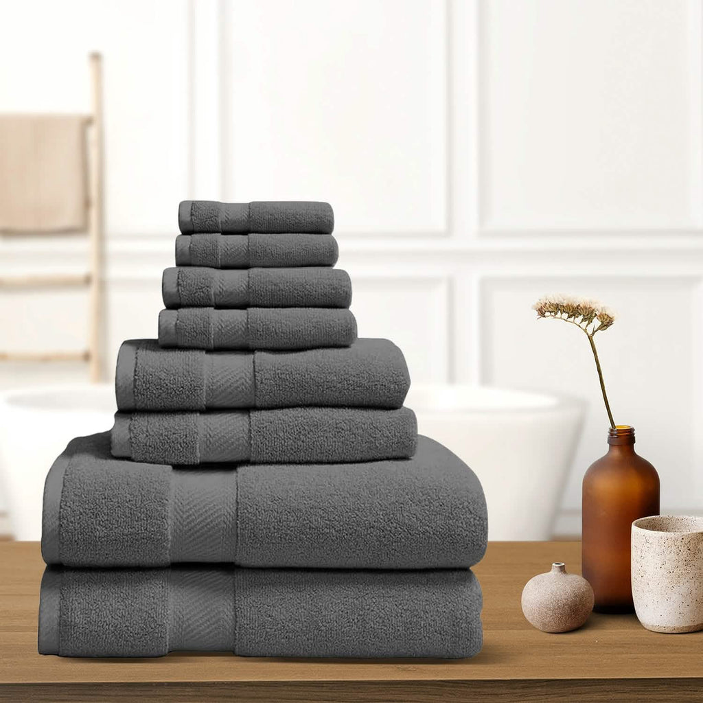 8-Piece 100% Organic Cotton Bath Towel Set – Soft, Absorbent & Eco-Friendly