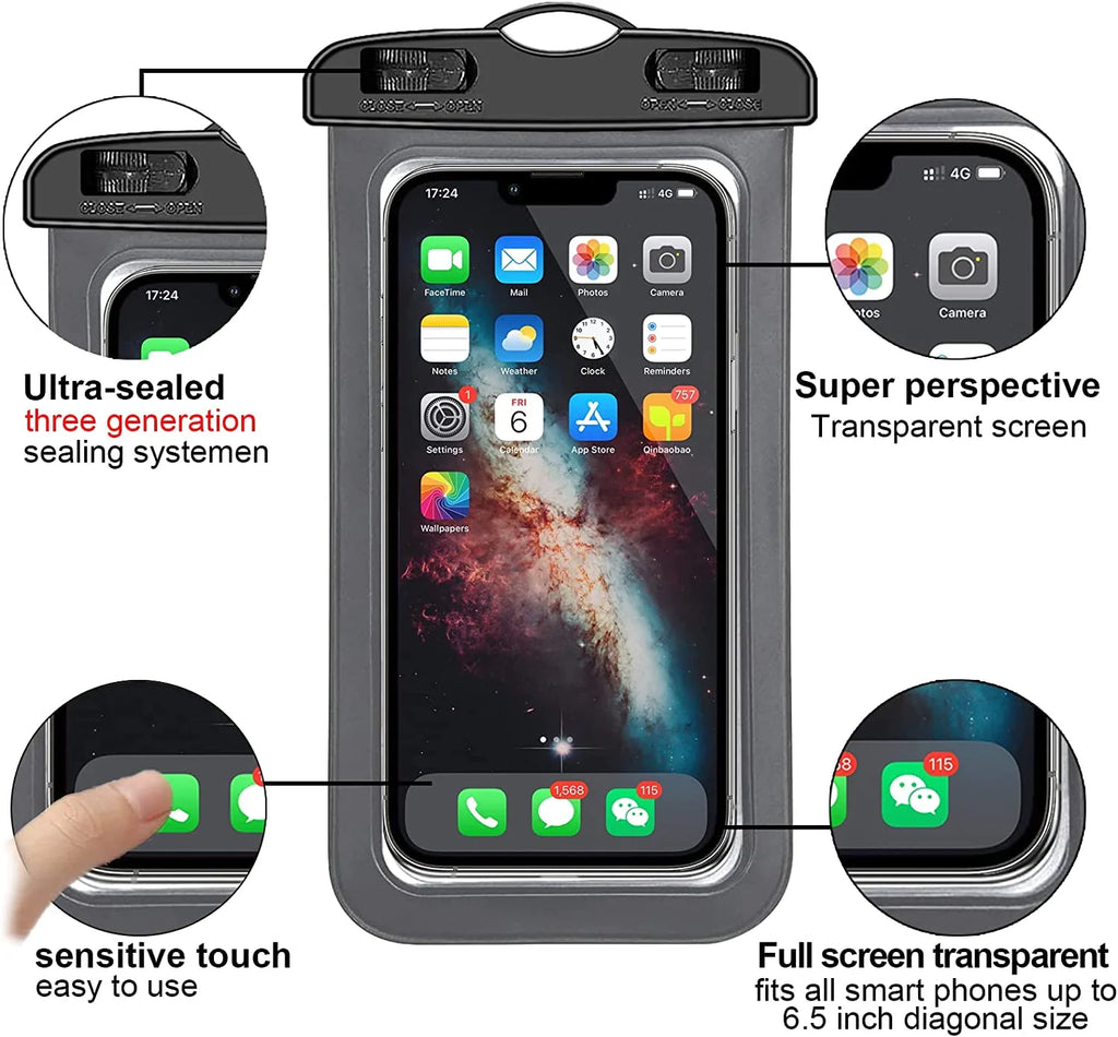 Waterproof Floating Phone Pouch Dry Bag | 3-Pack for Camping & Water Sports