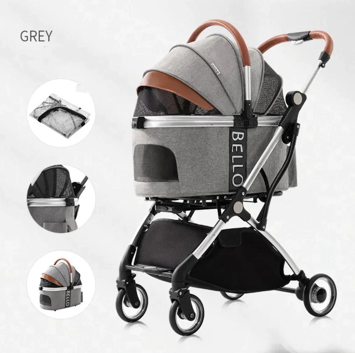 Foldable Four-Wheel Pet Stroller | Portable Dog & Cat Stroller for Camping & Travel