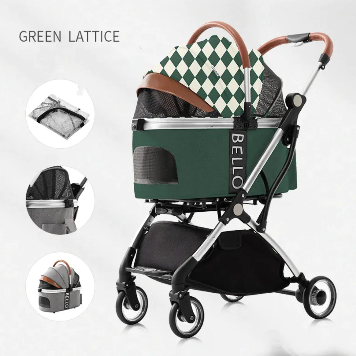 Foldable Four-Wheel Pet Stroller | Portable Dog & Cat Stroller for Camping & Travel