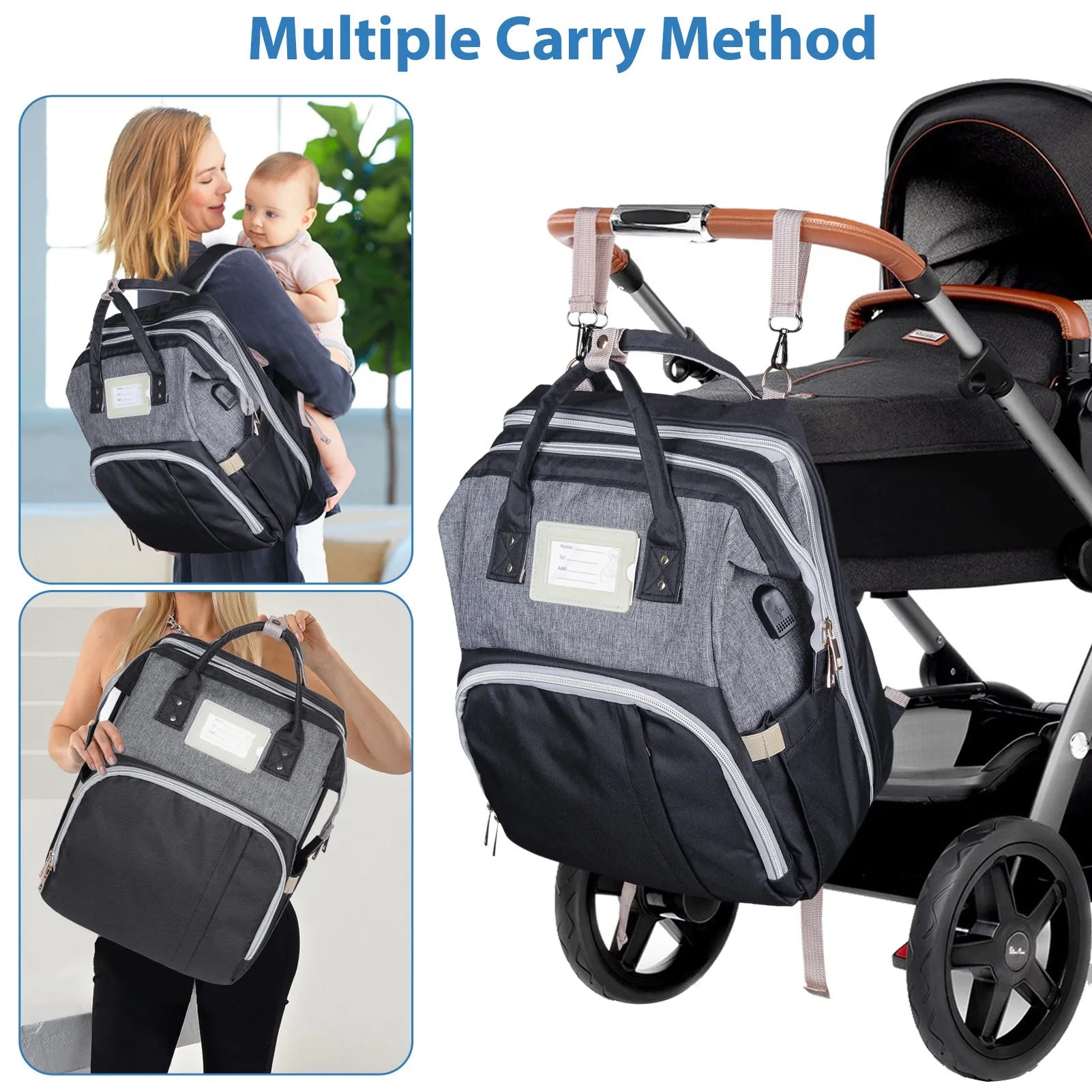 Large Multifunctional Mummy Backpack | Diaper Bag for Camping & Family Travel