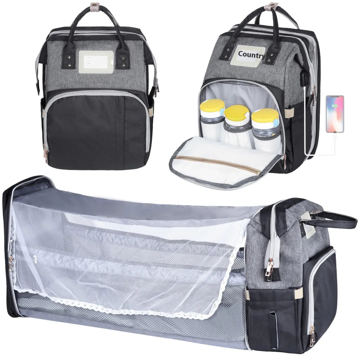 Large Multifunctional Mummy Backpack | Diaper Bag for Camping & Family Travel