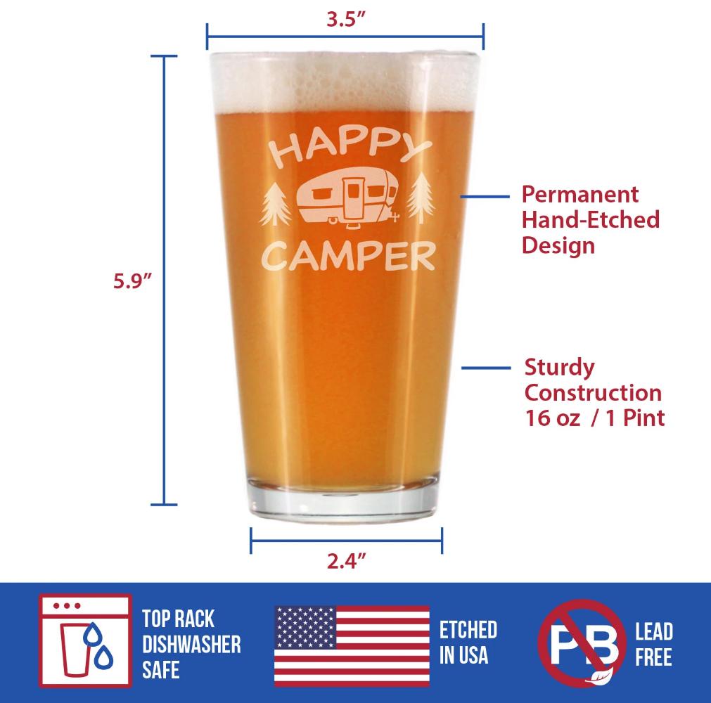 Happy Camper - Pint Glass for Beer
