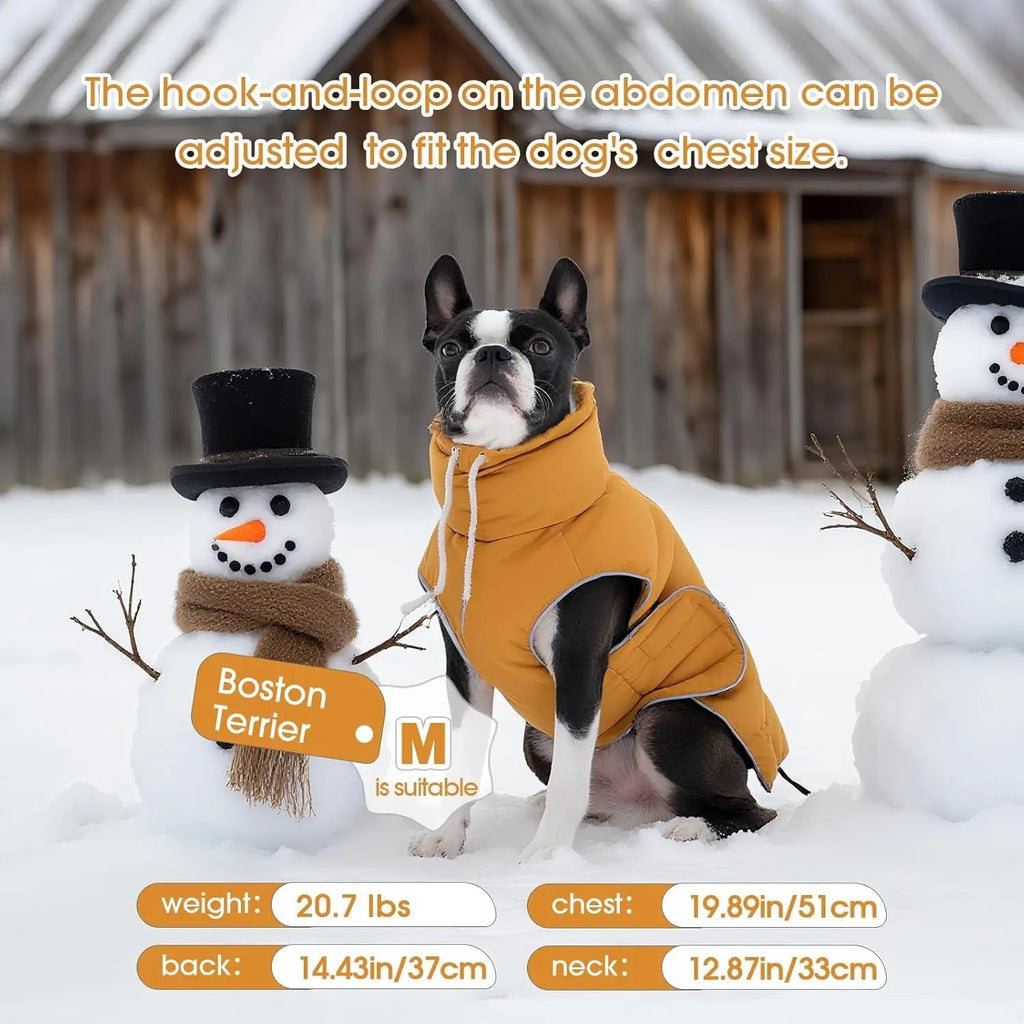 Puffer Waterproof Dog Jacket – Warm Winter Coat XS–3XL, Reflective & Adjustable