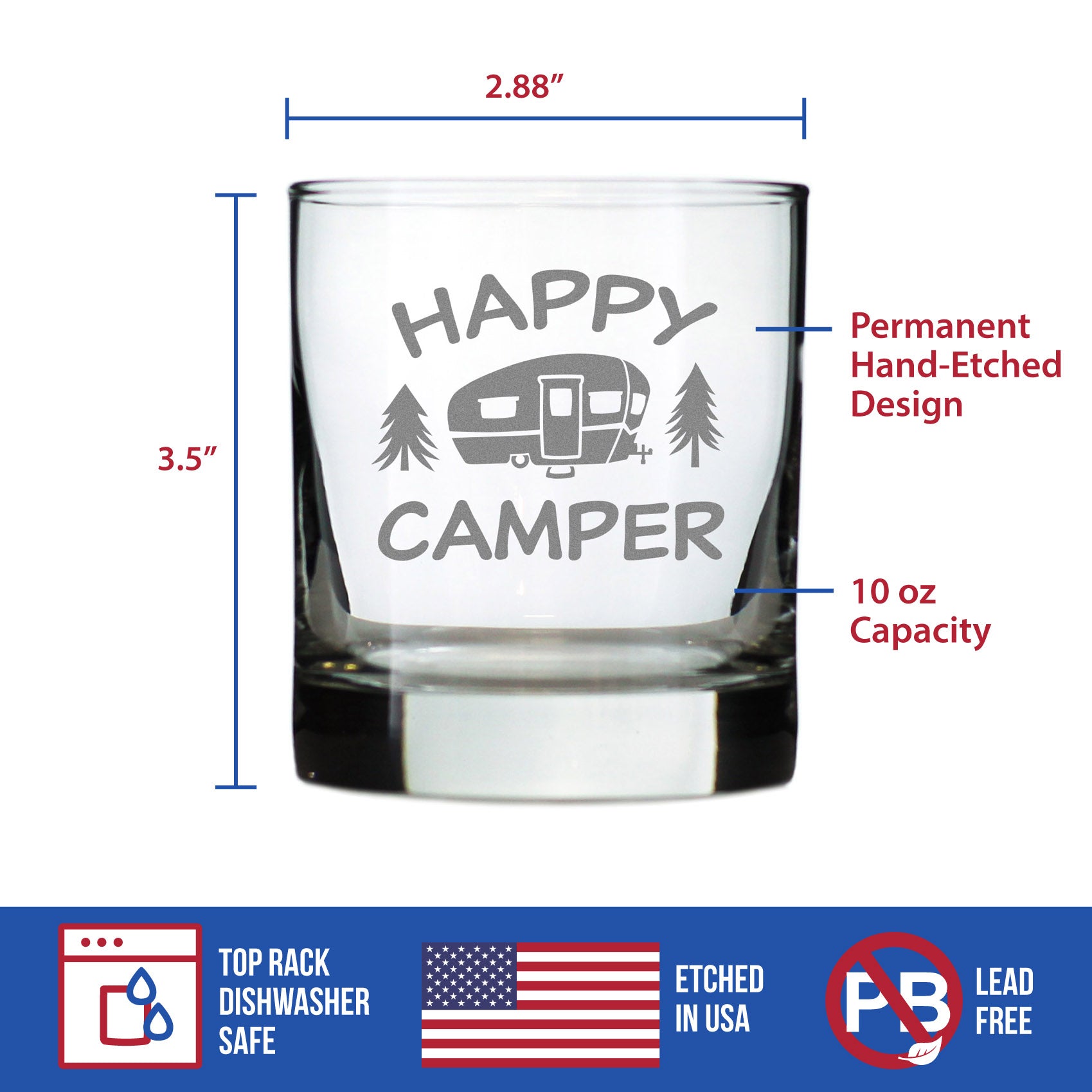 Happy Camper - Whiskey Rocks Glass