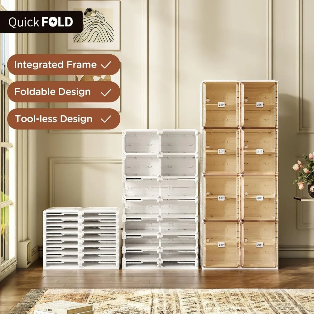 Portable Folding Shoe Cabinet Storage Box | 8-20 Grid Organizer
