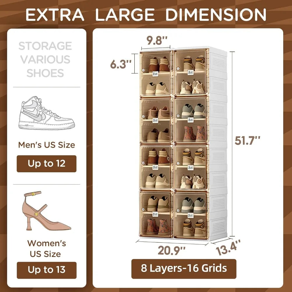 Portable Folding Shoe Cabinet Storage Box | 8-20 Grid Organizer