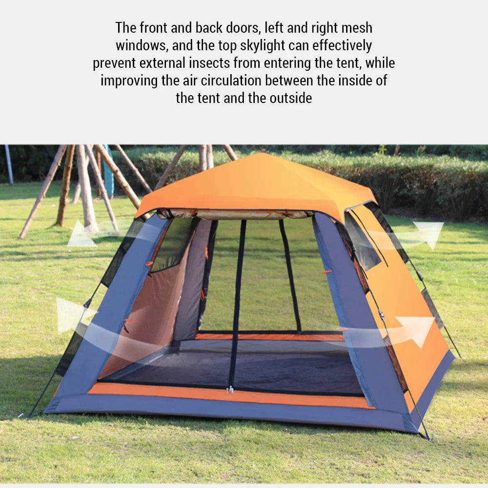 3-4 Person Instant Setup Camping Tent – Waterproof Pop-Up Tent with Skylight & Vestibule