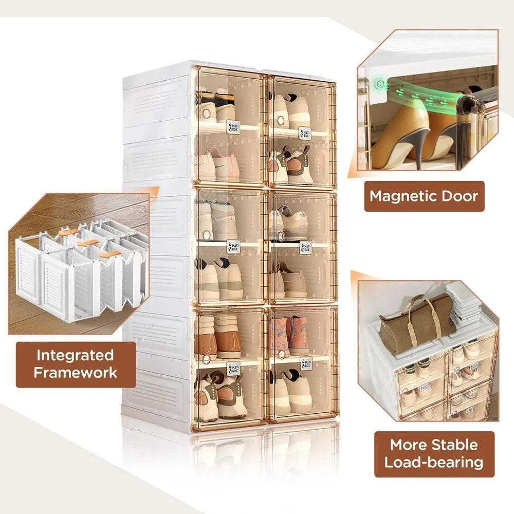 Portable Folding Shoe Cabinet Storage Box | 8-20 Grid Organizer