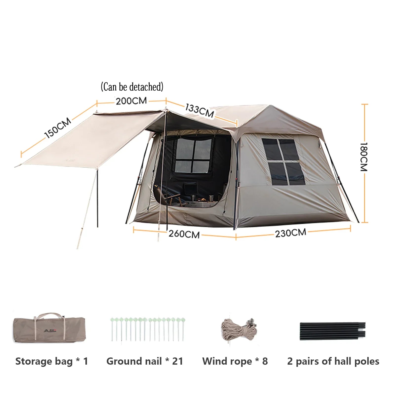 BISINNA 3-4 Person Cabin Tent – Instant Setup, Waterproof Family Camping Tent