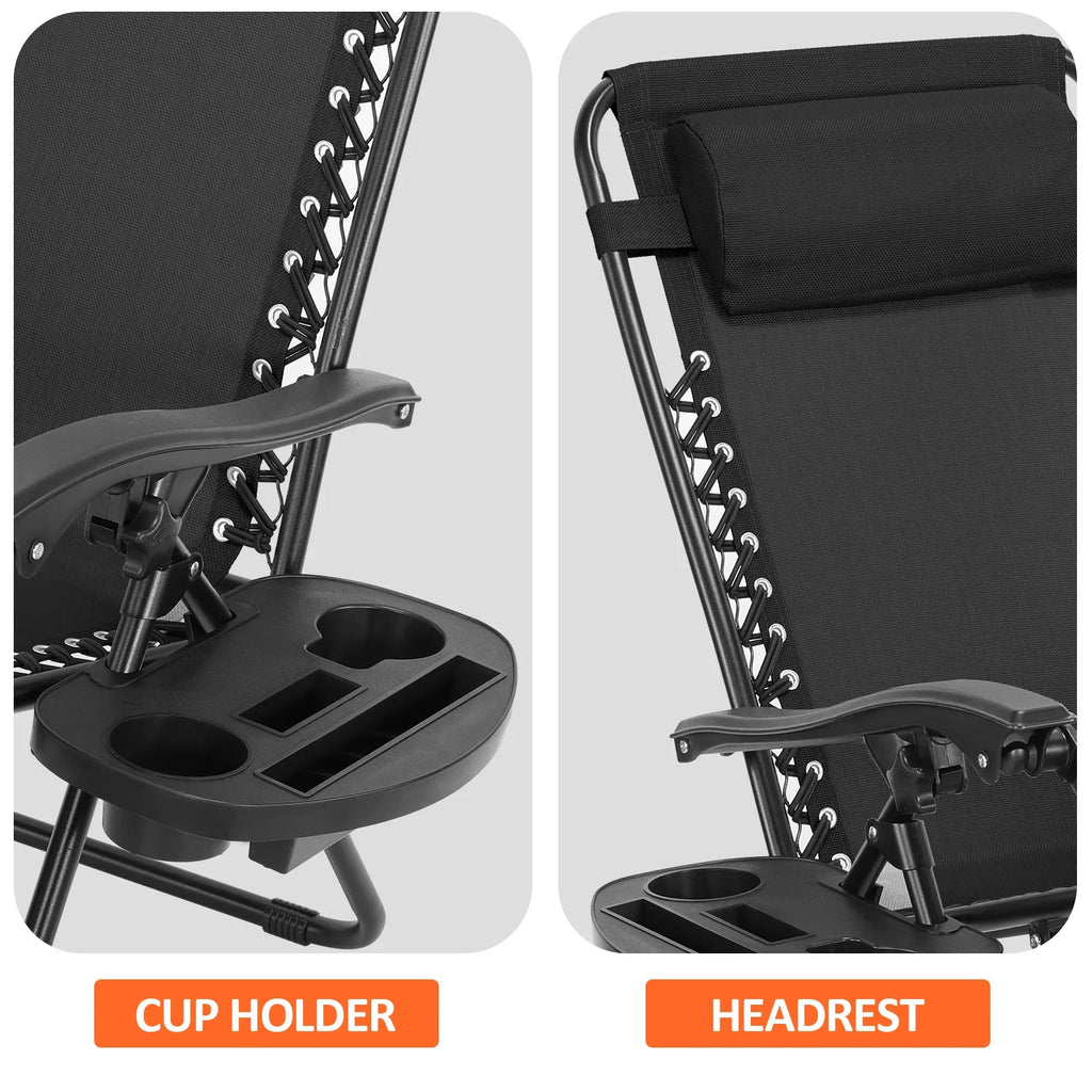Zero Gravity Chair | Folding Patio Recliner with Cup Holder & Adjustable Headrest