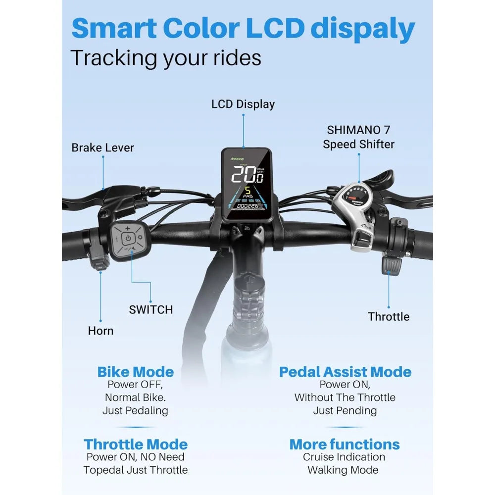 26" Electric Bike for Adults | 500W Motor, 35-Mile Range, 20MPH