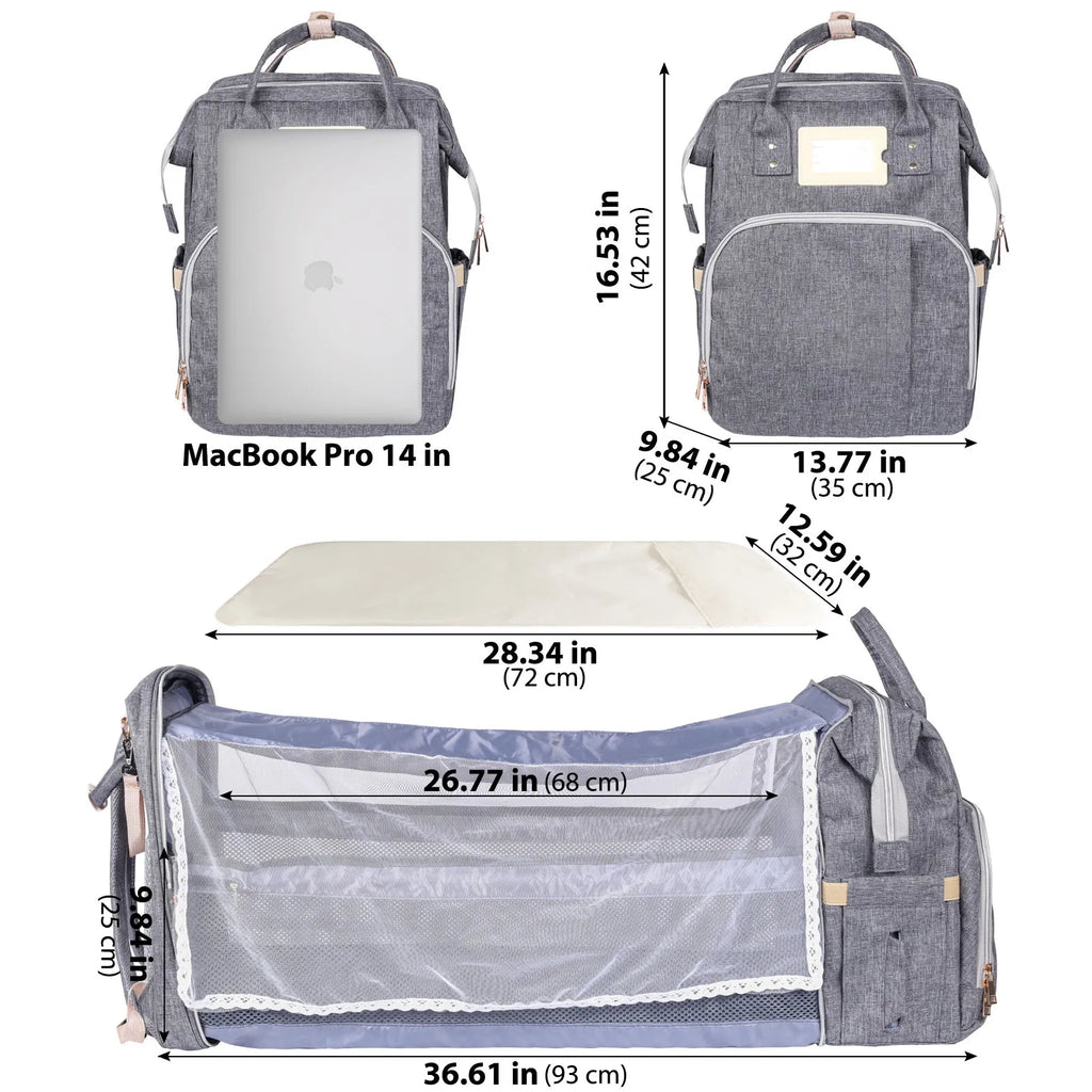 Large Multifunctional Mummy Backpack | Diaper Bag for Camping & Family Travel