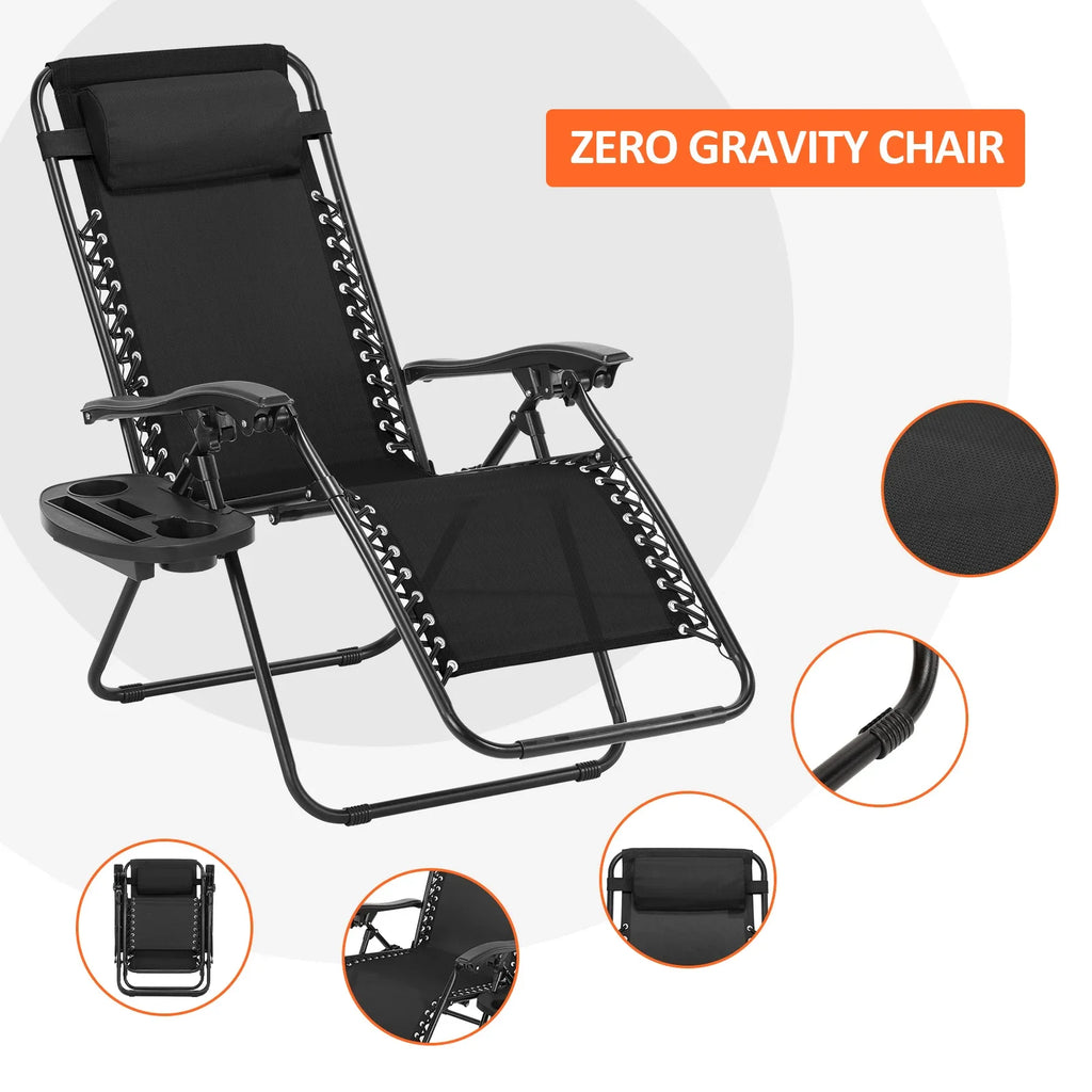 Zero Gravity Chair | Folding Patio Recliner with Cup Holder & Adjustable Headrest