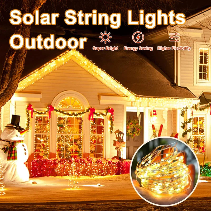 IRILUCN Solar LED String Lights – 50 to 300 LED, 8 Modes, Waterproof