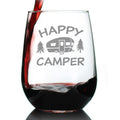 Happy Camper Stemless Wine Glass