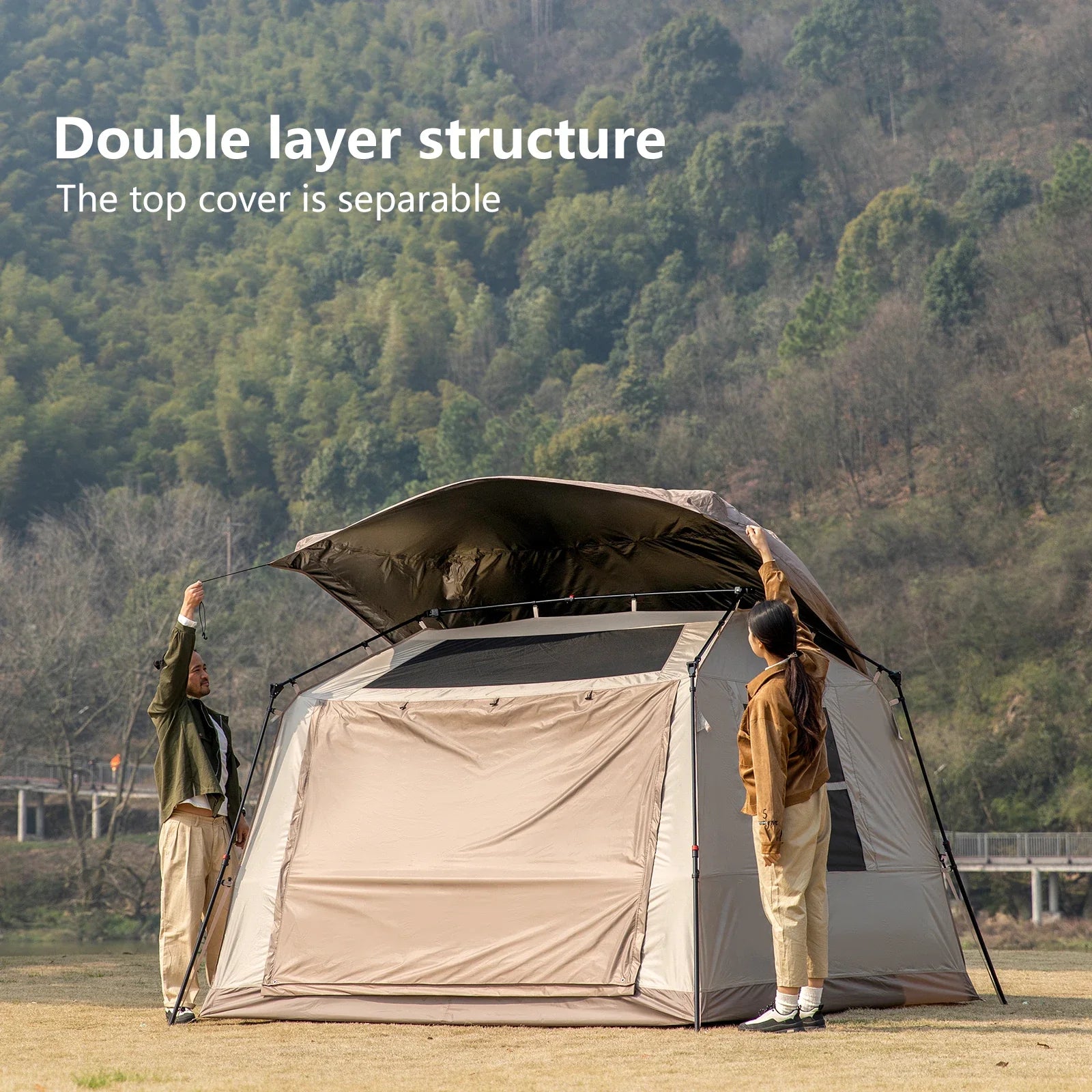 BISINNA 3-4 Person Cabin Tent – Instant Setup, Waterproof Family Camping Tent
