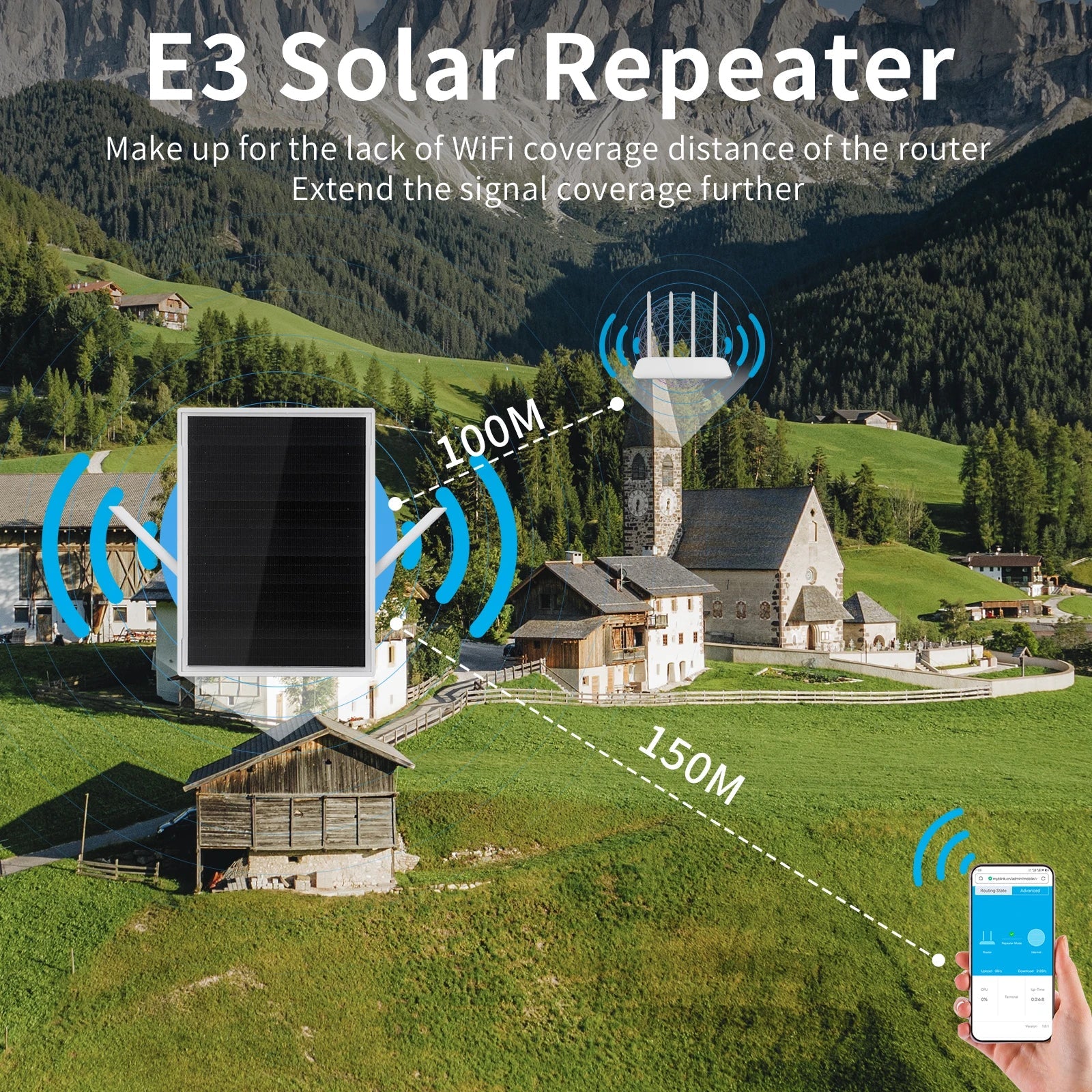Solar-Powered WiFi Extender | 300Mbps Outdoor WiFi Repeater for RV & Camping
