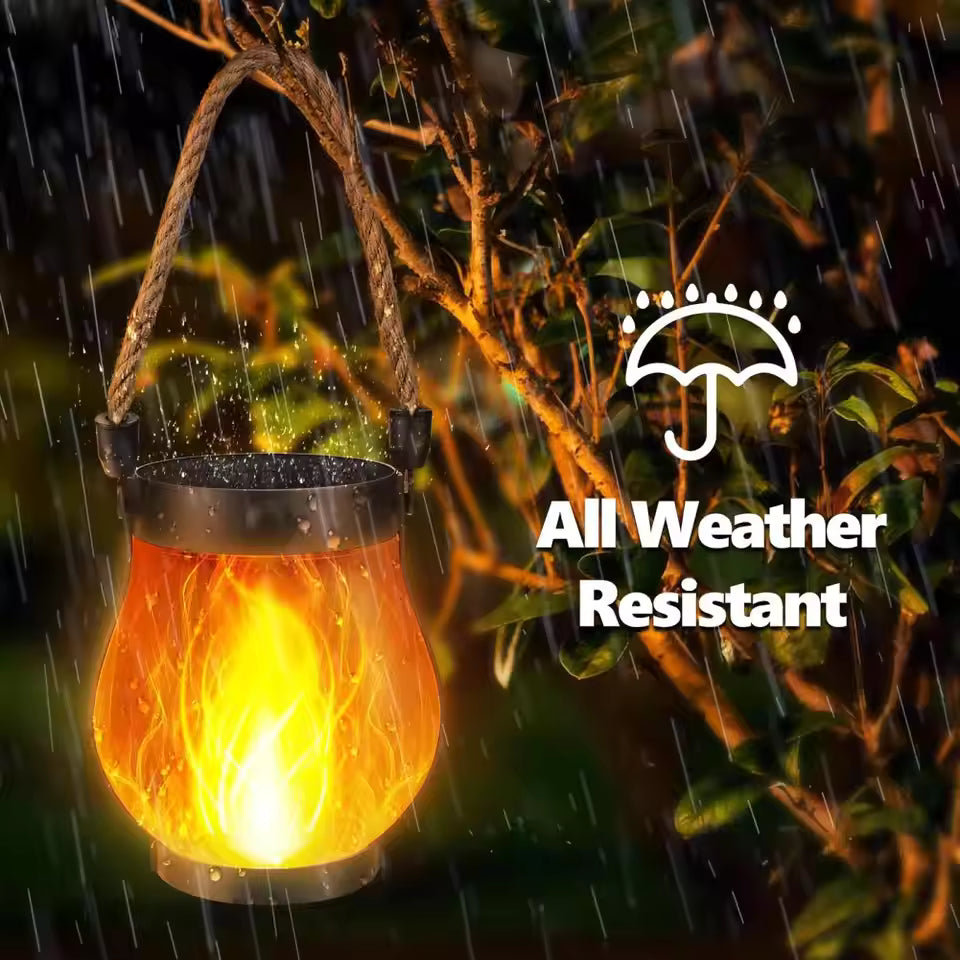 Waterproof Solar Flickering Flame Lantern Lights