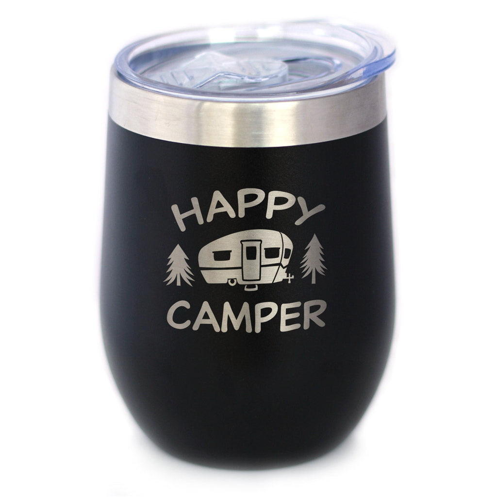 Happy Camper Wine Tumbler with Sliding Lid