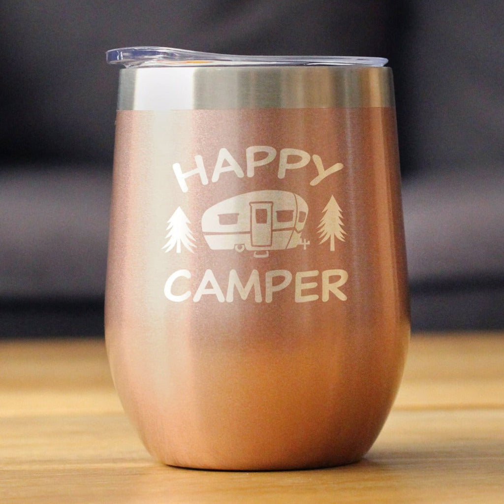 Happy Camper Wine Tumbler with Sliding Lid