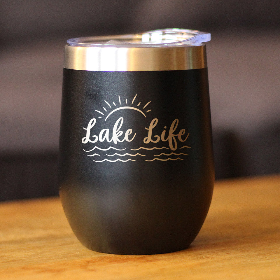 Lake Life - Wine Tumbler with Sliding Lid