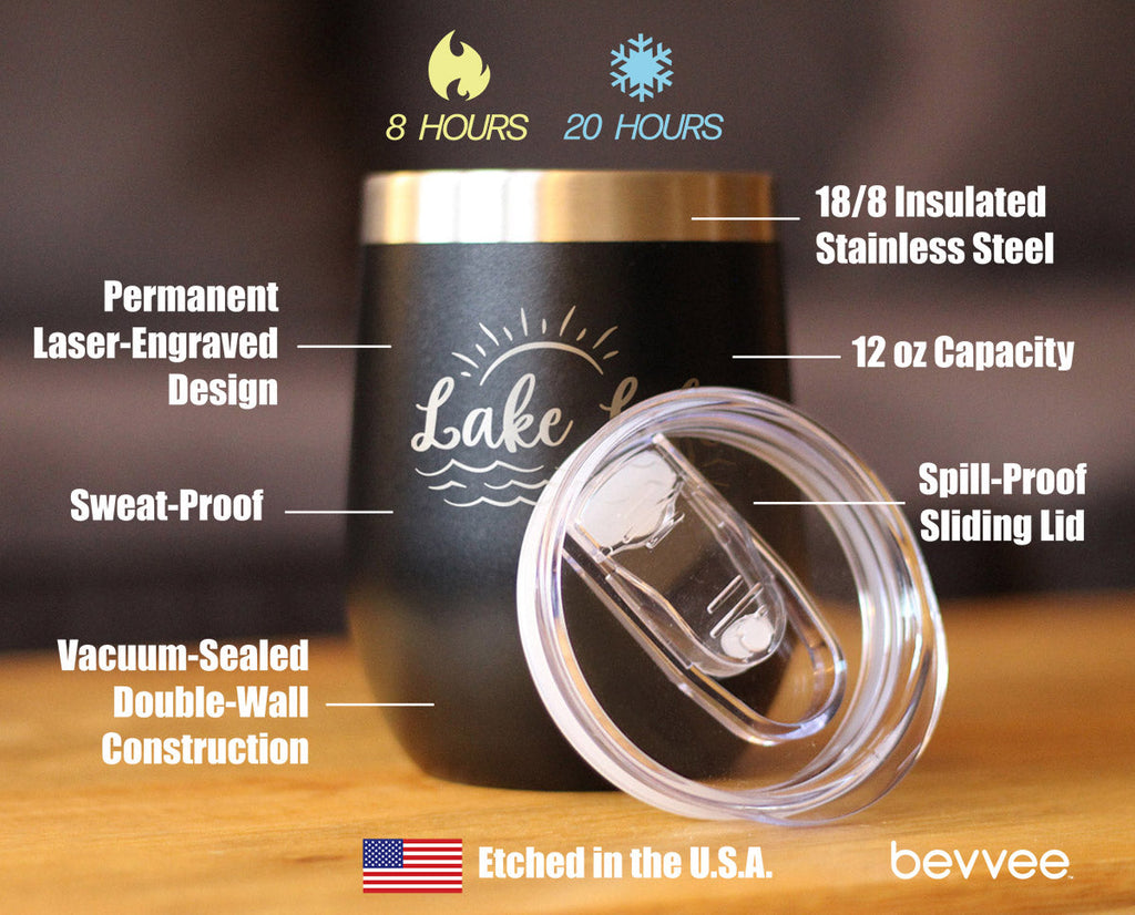 Lake Life - Wine Tumbler with Sliding Lid