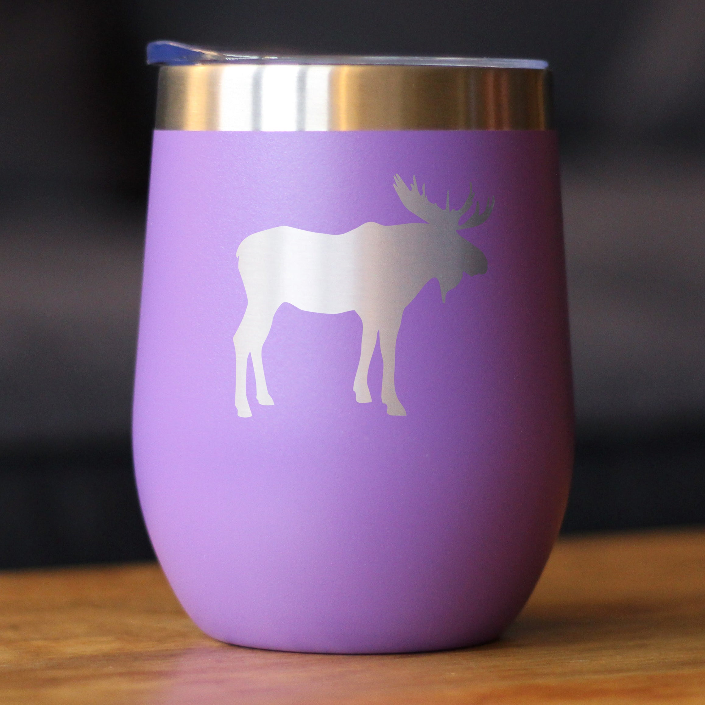 Moose Silhouette - Wine Tumbler with Sliding Lid
