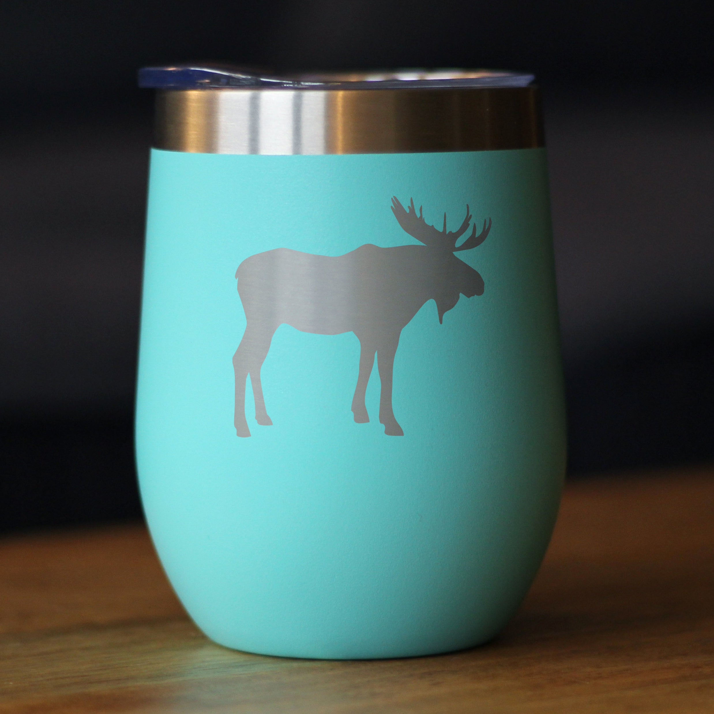 Moose Silhouette - Wine Tumbler with Sliding Lid