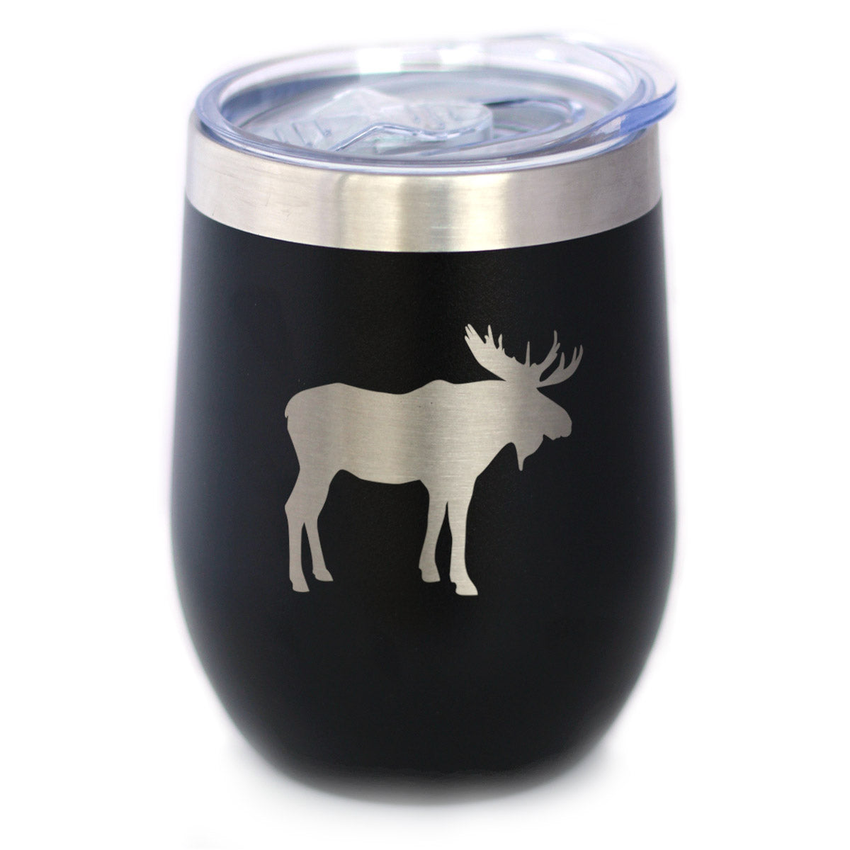 Moose Silhouette - Wine Tumbler with Sliding Lid